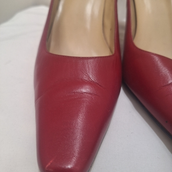 Karen Scott Red Leather Square Toe High Heels 3.5" Size 9.5 - Picture 5 of 9